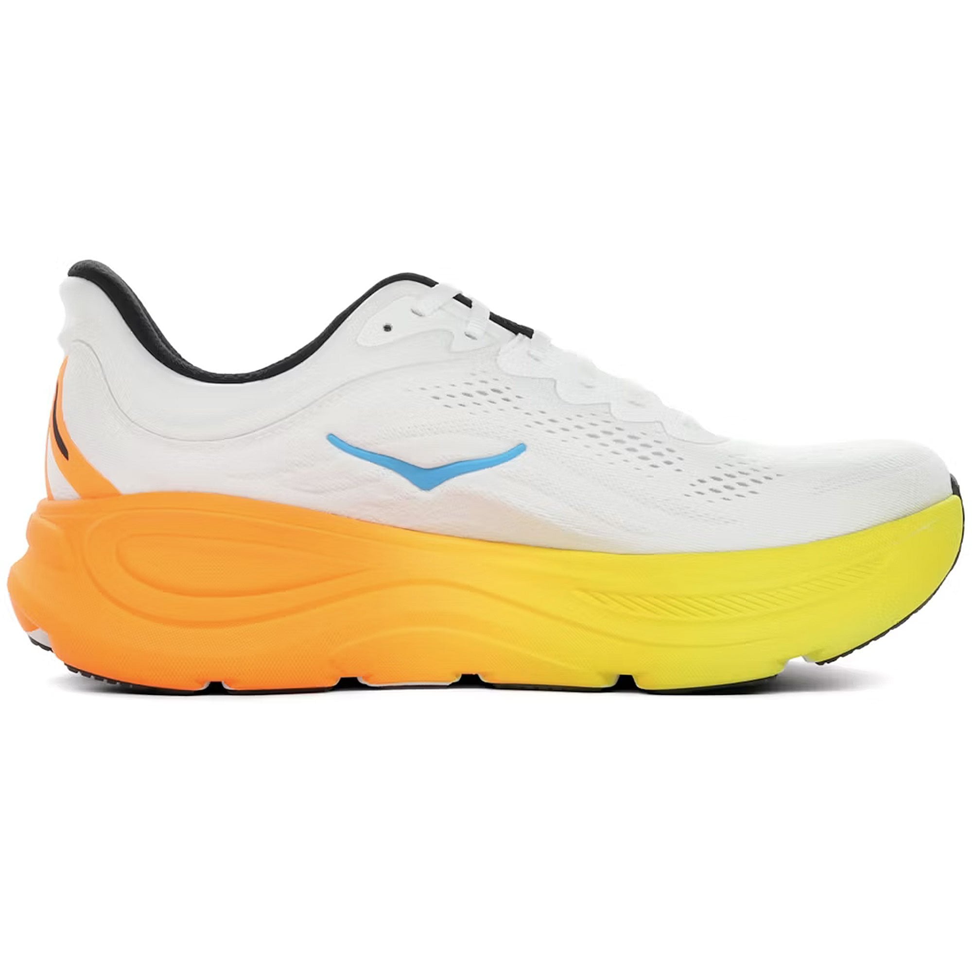 Bondi 9 Wide Mens Running Shoes White/Neon Tangerine